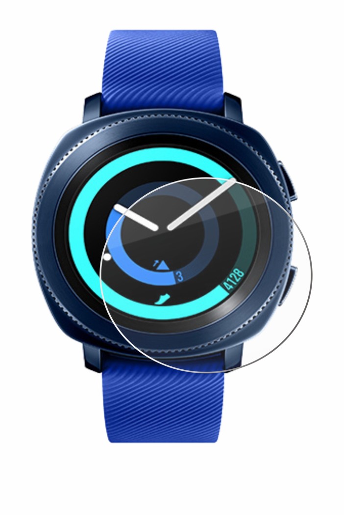 Imagen del dispositivo Samsung Gear Sport con una amplia variedad de protectores de pantalla.