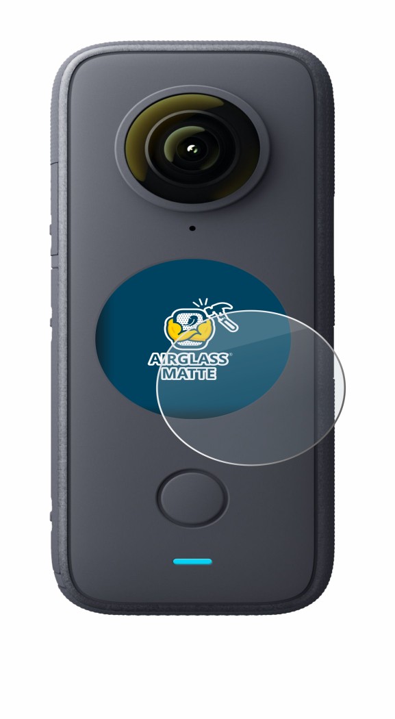 Immagine del dispositivo Insta360 One X2 con un'ampia varietà di protezioni per lo schermo.