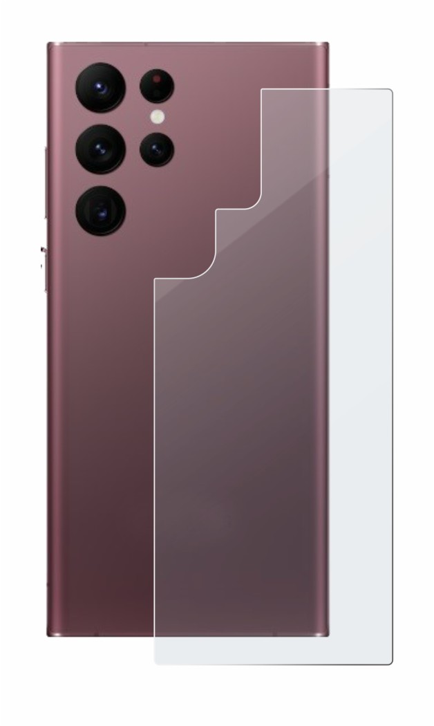Image de l'appareil Samsung Galaxy S22 Ultra 5G (Arrière) avec une grande variété de protections d'écran.