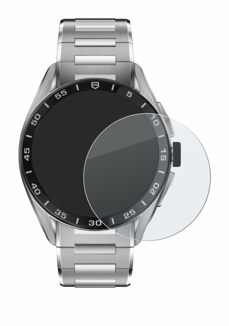 Image de l'appareil TAG Heuer Connected Calibre E4 (45 mm) avec une grande variété de protections d'écran.