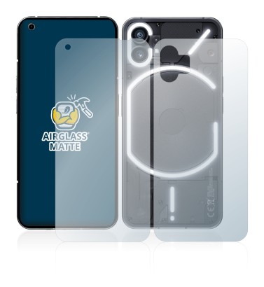 Abbildung des Geräts Nothing Phone (1) (Display+Rückseite) mit einer Vielzahl des Displayschutzes.