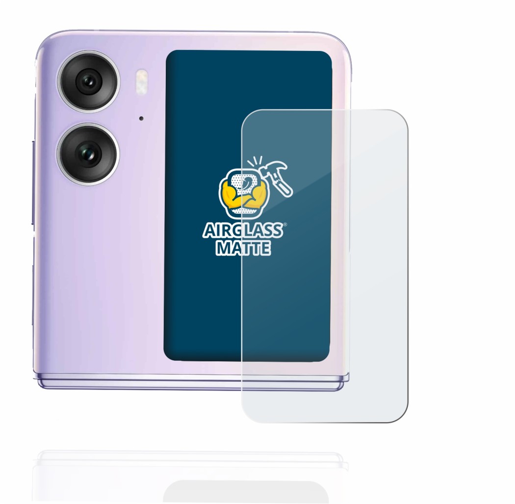 Abbildung des Geräts Oppo Find N2 Flip (Hinteres Display) mit einer Vielzahl des Displayschutzes.