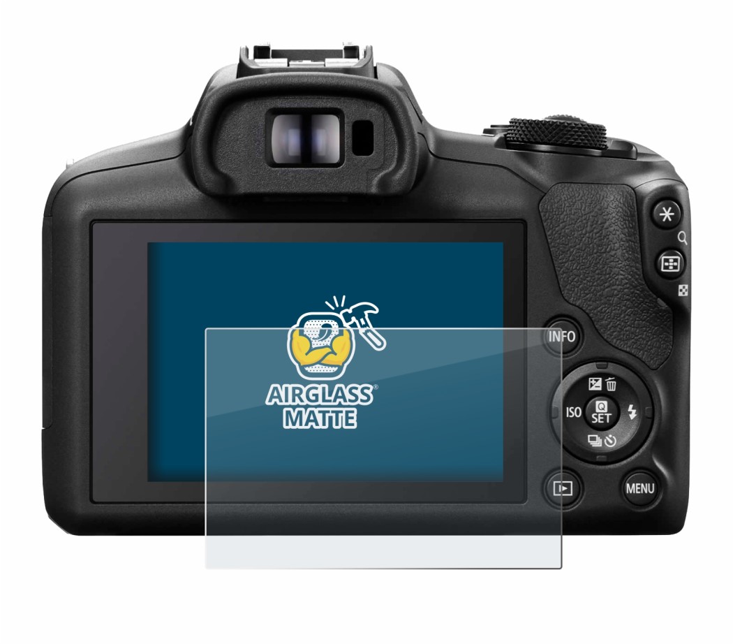 Abbildung des Geräts Canon EOS R100 mit einer Vielzahl des Displayschutzes.