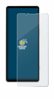 Abbildung des Geräts Sony Xperia 5 V mit einer Vielzahl des Displayschutzes.