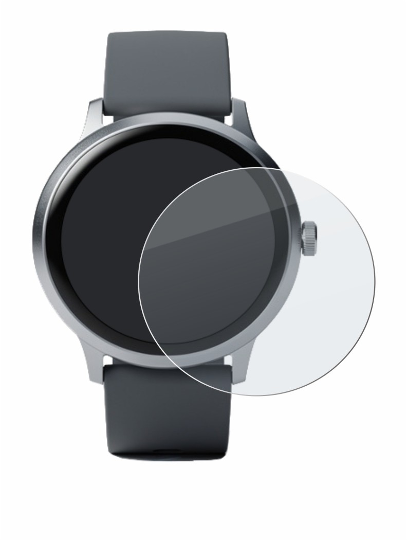 Abbildung des Geräts Pebble Round 2 mit einer Vielzahl des Displayschutzes.