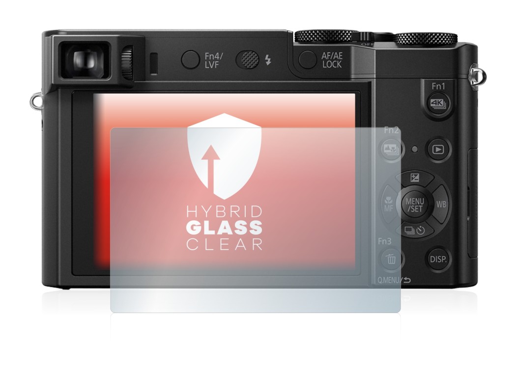 Abbildung des Geräts Panasonic Lumix DMC-TZ101 mit einer Vielzahl des Displayschutzes.