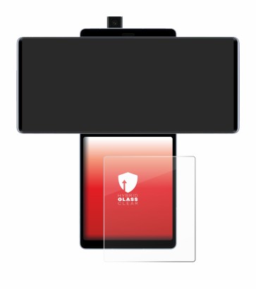 Immagine del dispositivo LG Wing (Display posteriore) con un'ampia varietà di protezioni per lo schermo.