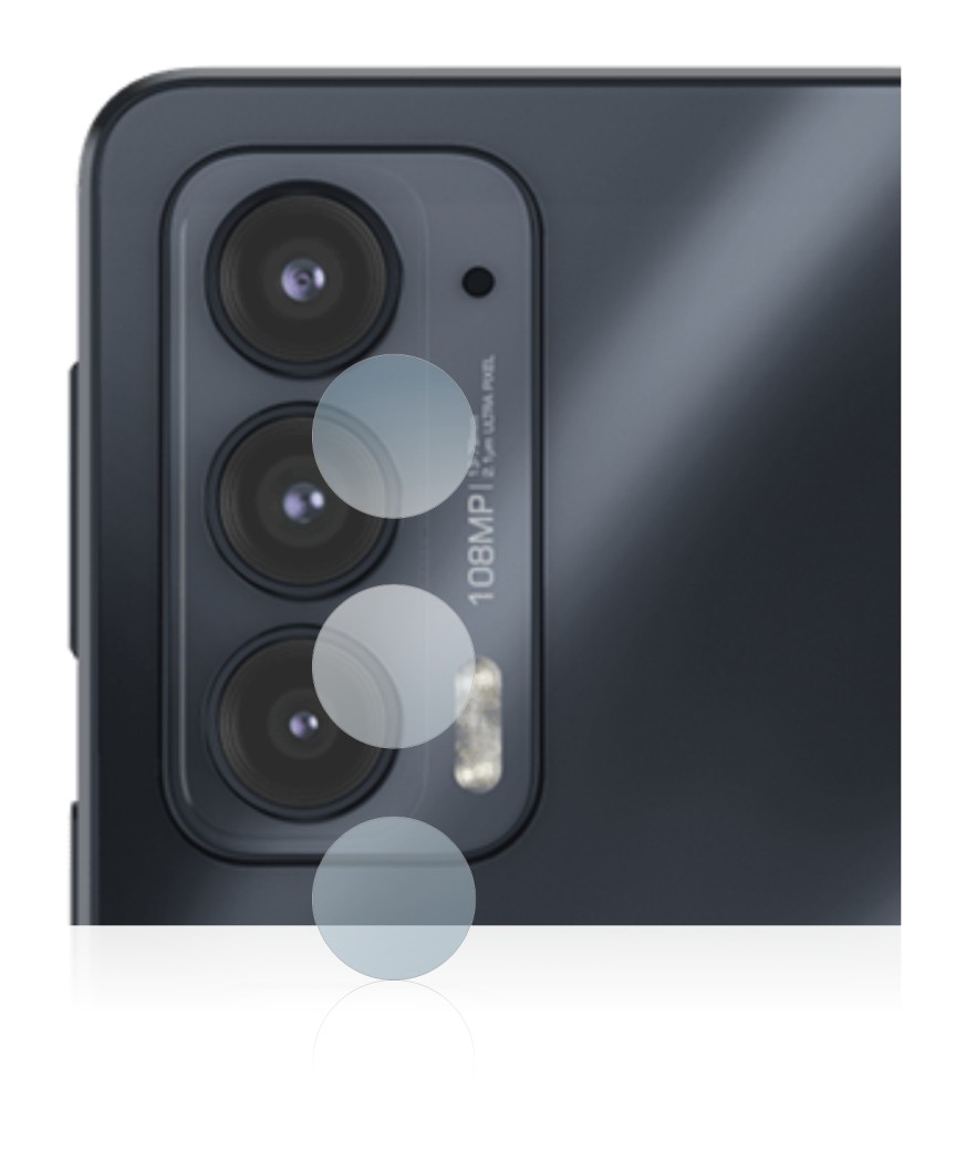 Abbildung des Geräts Motorola Edge 20 (NUR Kameraschutz) mit einer Vielzahl des Displayschutzes.