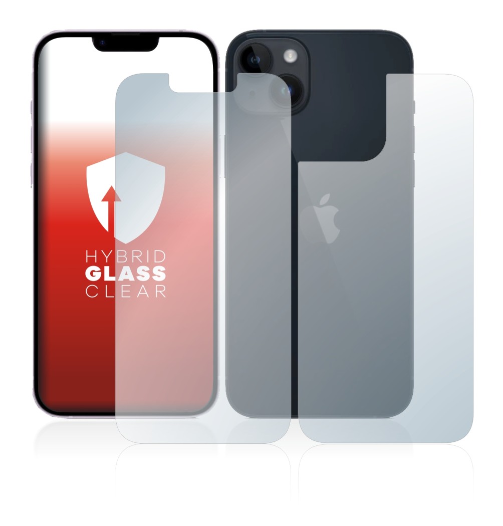 Image of the device Apple iPhone 14 (Front+Back) with a wide variety of screen protectors.