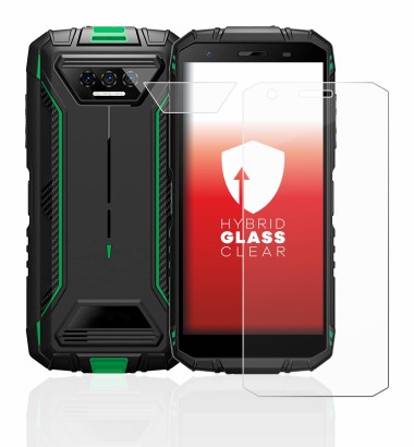 Abbildung des Geräts Doogee S41 Pro (Display+Kamera) mit einer Vielzahl des Displayschutzes.