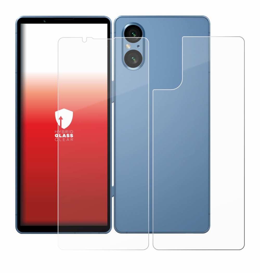 Immagine del dispositivo Sony Xperia 5 V (Fronte+Retro) con un'ampia varietà di protezioni per lo schermo.