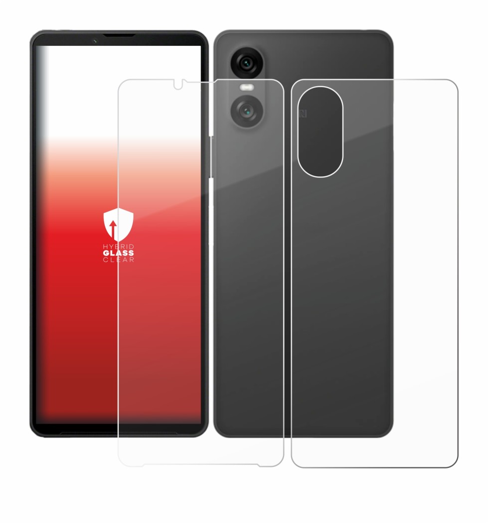 Immagine del dispositivo Sony Xperia 10 VI (Fronte+Retro) con un'ampia varietà di protezioni per lo schermo.