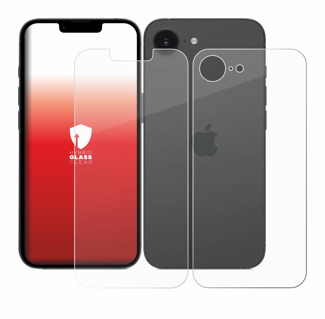 Image de l'appareil Apple iPhone 17e (Avant+Arrière) avec une grande variété de protections d'écran.