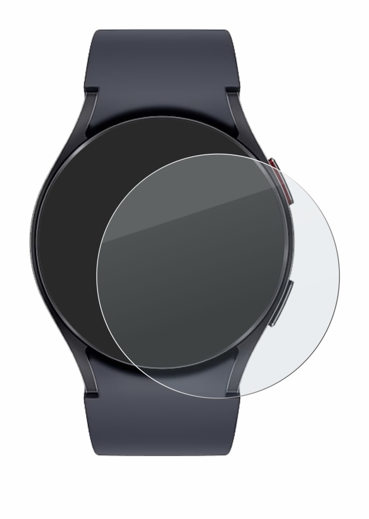 Immagine del dispositivo Samsung Galaxy Watch 6 (44 mm) con un'ampia varietà di protezioni per lo schermo.