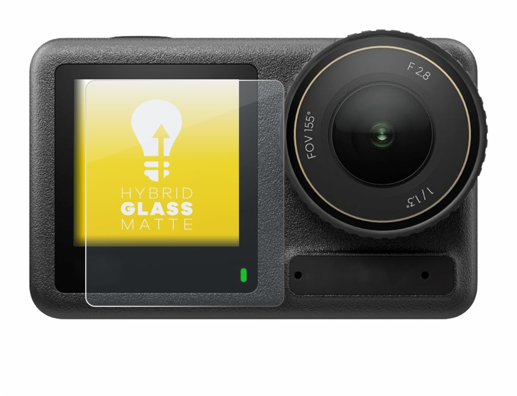 Immagine del dispositivo DJI Osmo Action 4 (Fronte Display) con un'ampia varietà di protezioni per lo schermo.