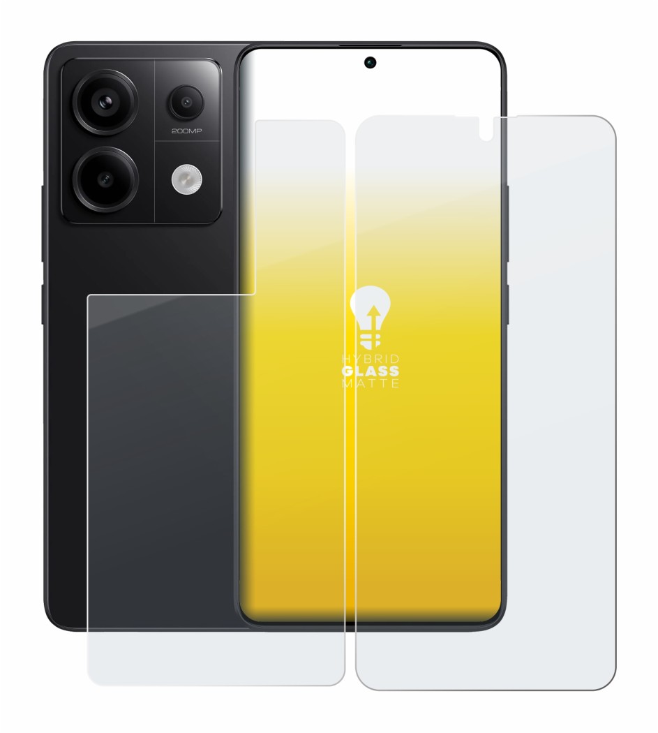 Image of the device Xiaomi Redmi Note 13 Pro 5G (Front+Back) with a wide variety of screen protectors.