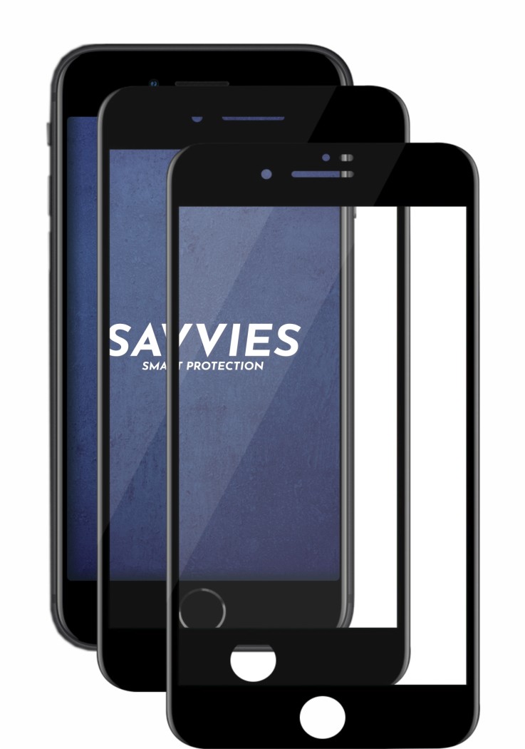 2x Savvies® Xtreme Glass 2.5D Full Cover Protection d'écran en verre trempé  pour Apple iPhone SE 2 2020 (noir)