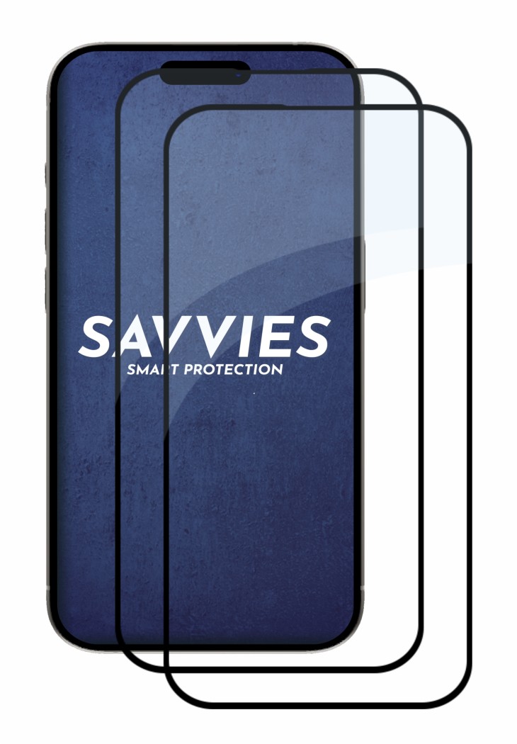 2x Savvies Xtreme Glass 2.5D Full Cover Protector de Pantalla Cristal  Templado Completo para Apple iPhone 15 Pro (negro)