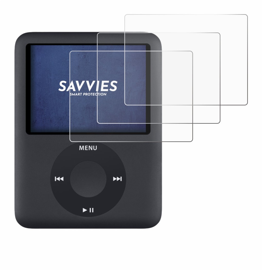 Imagen del dispositivo Apple iPod nano (3a Gen.) con una amplia variedad de protectores de pantalla.