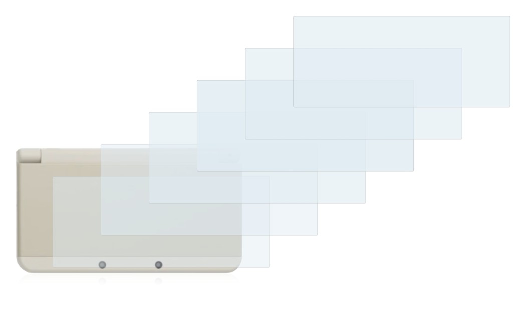 Abbildung des Geräts Nintendo New 3DS (Gehäuse) mit einer Vielzahl des Displayschutzes.