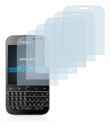 Imagen del dispositivo Blackberry Classic Q20 con una amplia variedad de protectores de pantalla.