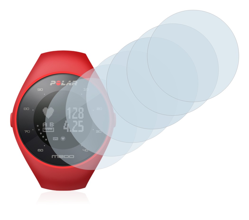 Imagen del dispositivo Polar M200 con una amplia variedad de protectores de pantalla.