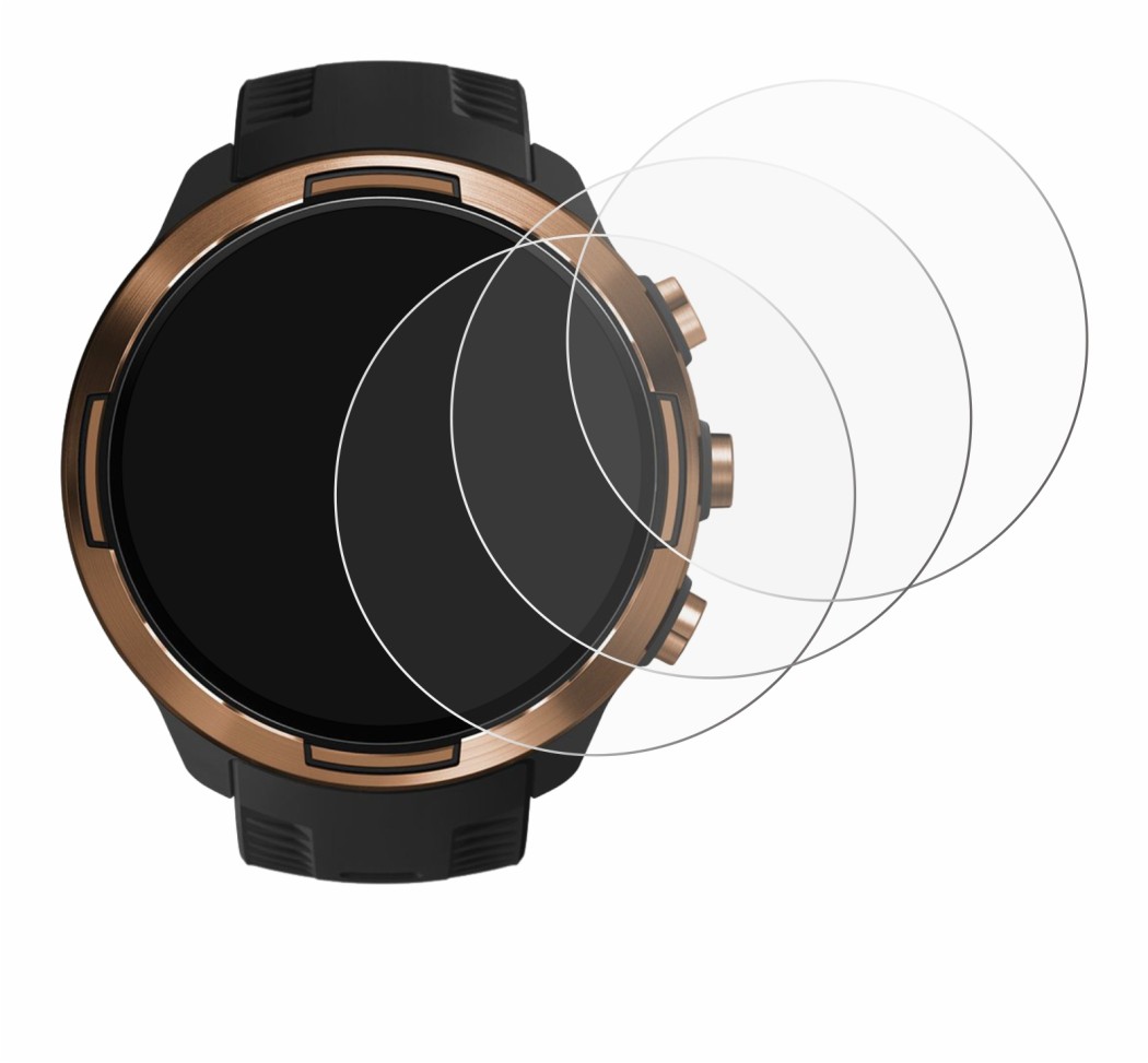Image of the device Suunto 9 Baro with a wide variety of screen protectors.