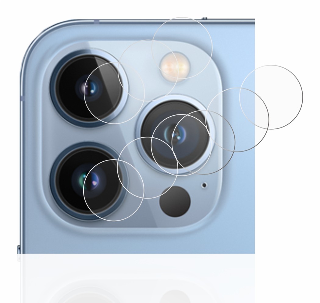 Imagen del dispositivo Apple iPhone 13 Pro (SÓLO Cámara) con una amplia variedad de protectores de pantalla.
