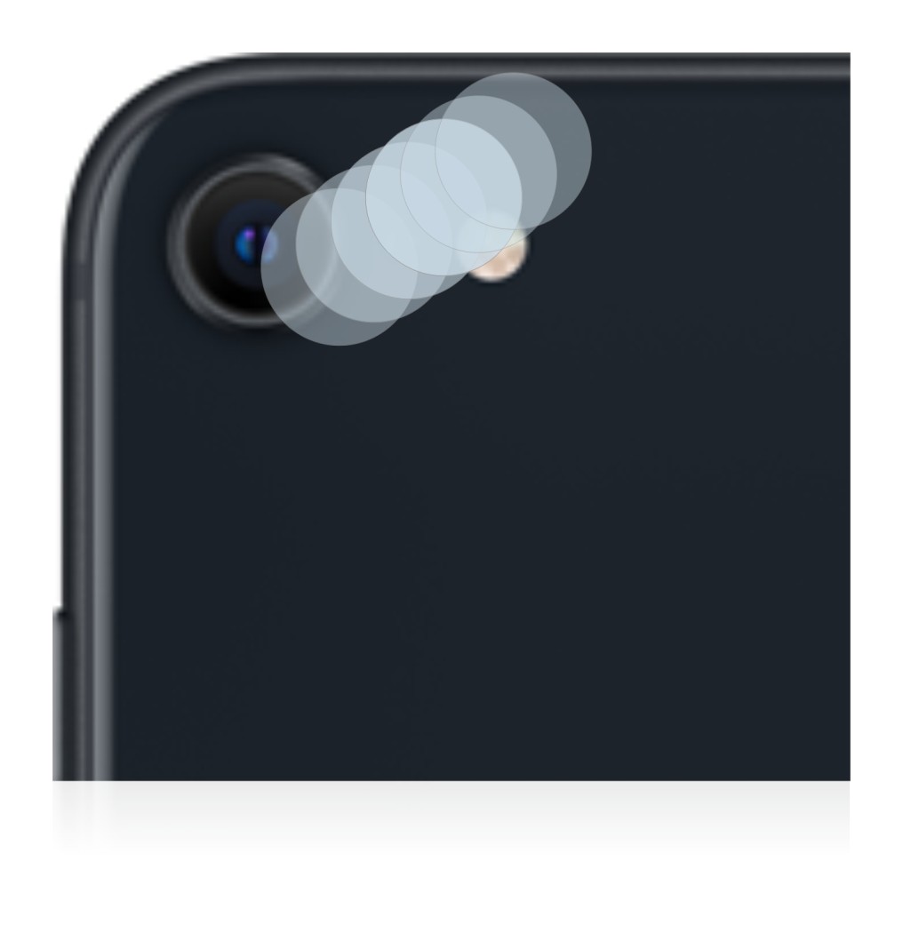 Abbildung des Geräts Apple iPhone SE 3 2022 (NUR Kameraschutz) mit einer Vielzahl des Displayschutzes.