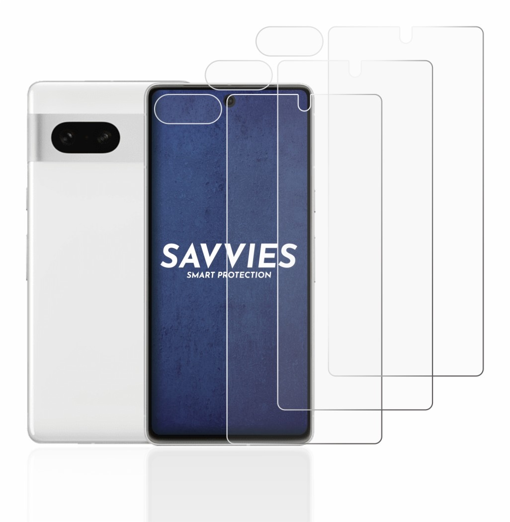 Immagine del dispositivo Google Pixel 7 (Fronte+Fotocamera) con un'ampia varietà di protezioni per lo schermo.