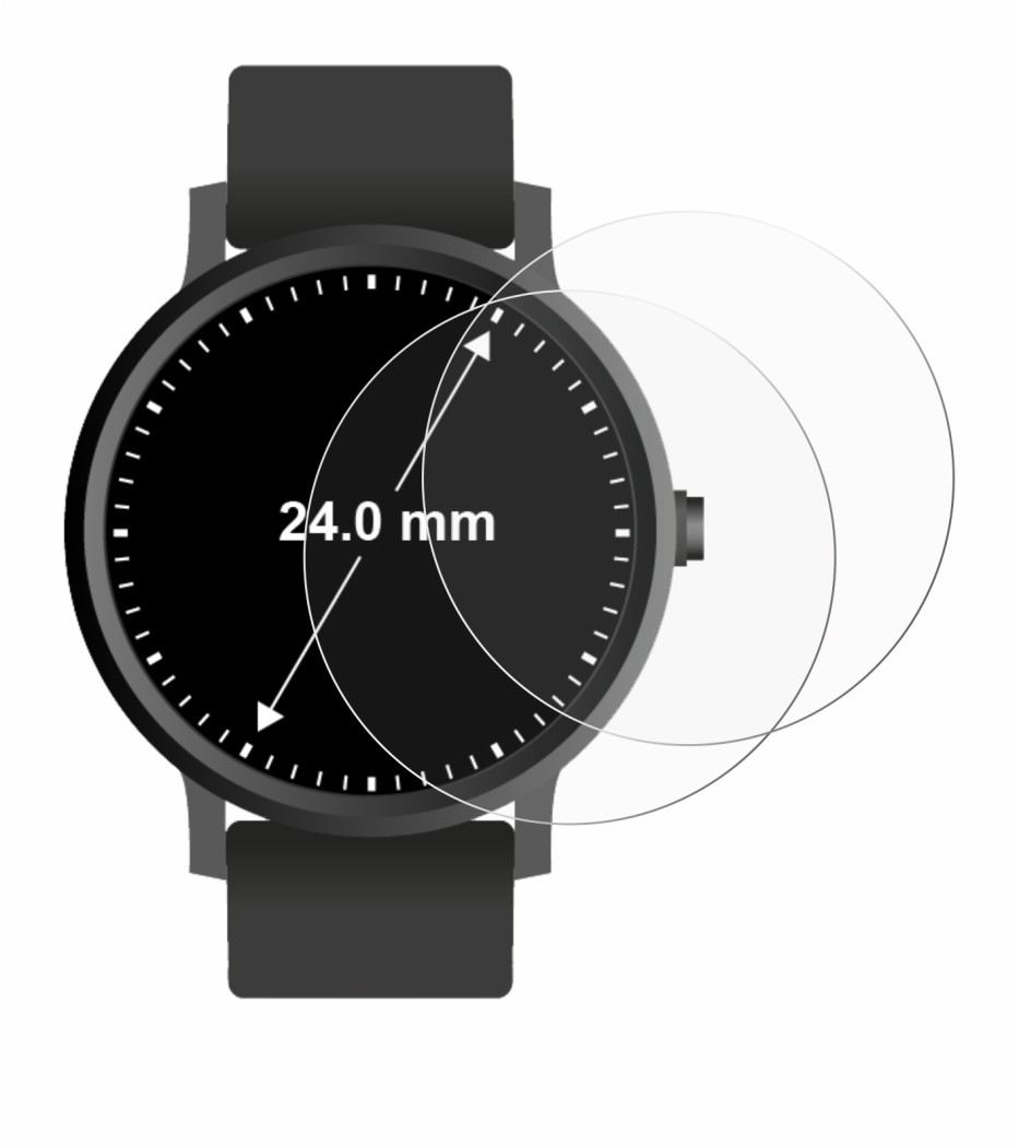 Image of the device Watches (Circular, ø: 24 mm) with a wide variety of screen protectors.