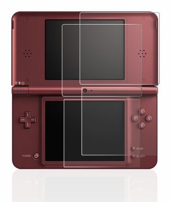 Abbildung des Geräts Nintendo DSi XL mit einer Vielzahl des Displayschutzes.