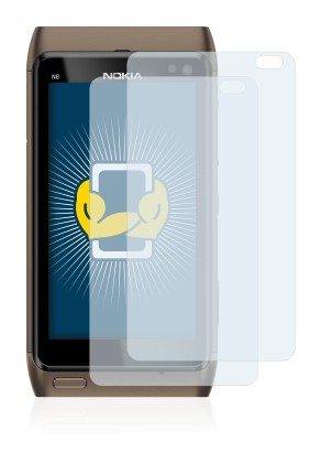 Image of the device Nokia n8 with a wide variety of screen protectors.