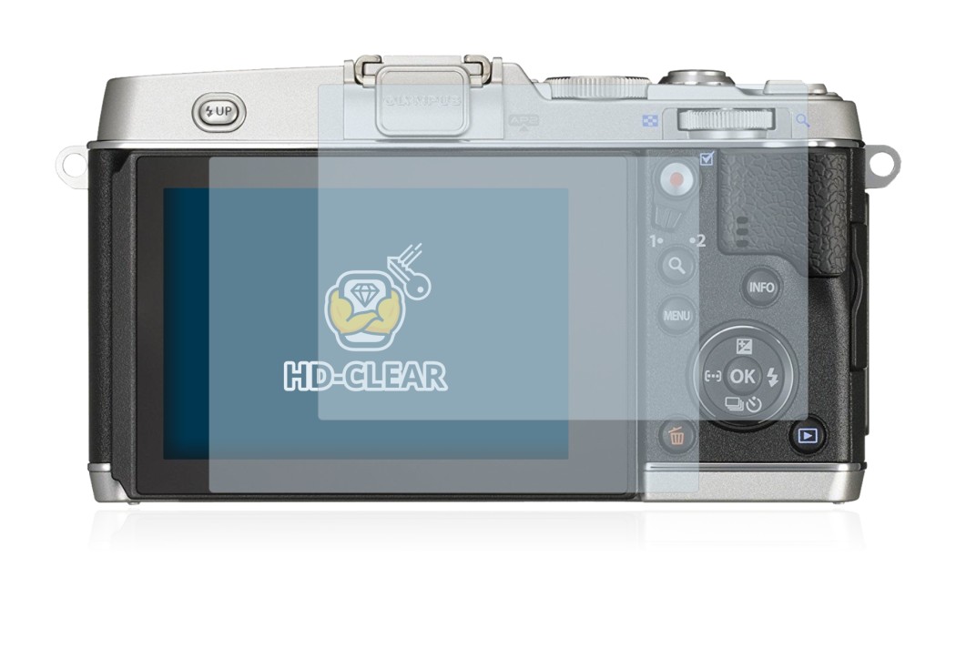 Image de l'appareil Olympus PEN E-P5 avec une grande variété de protections d'écran.