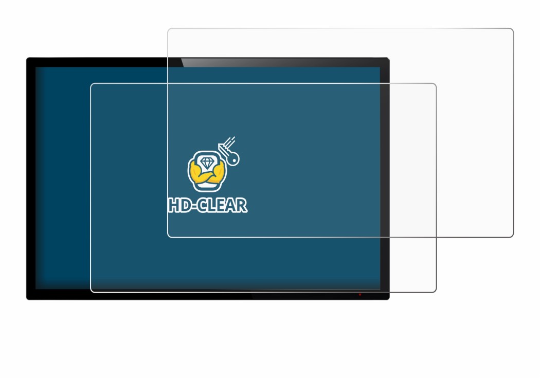 Image of the device with a wide variety of screen protectors.