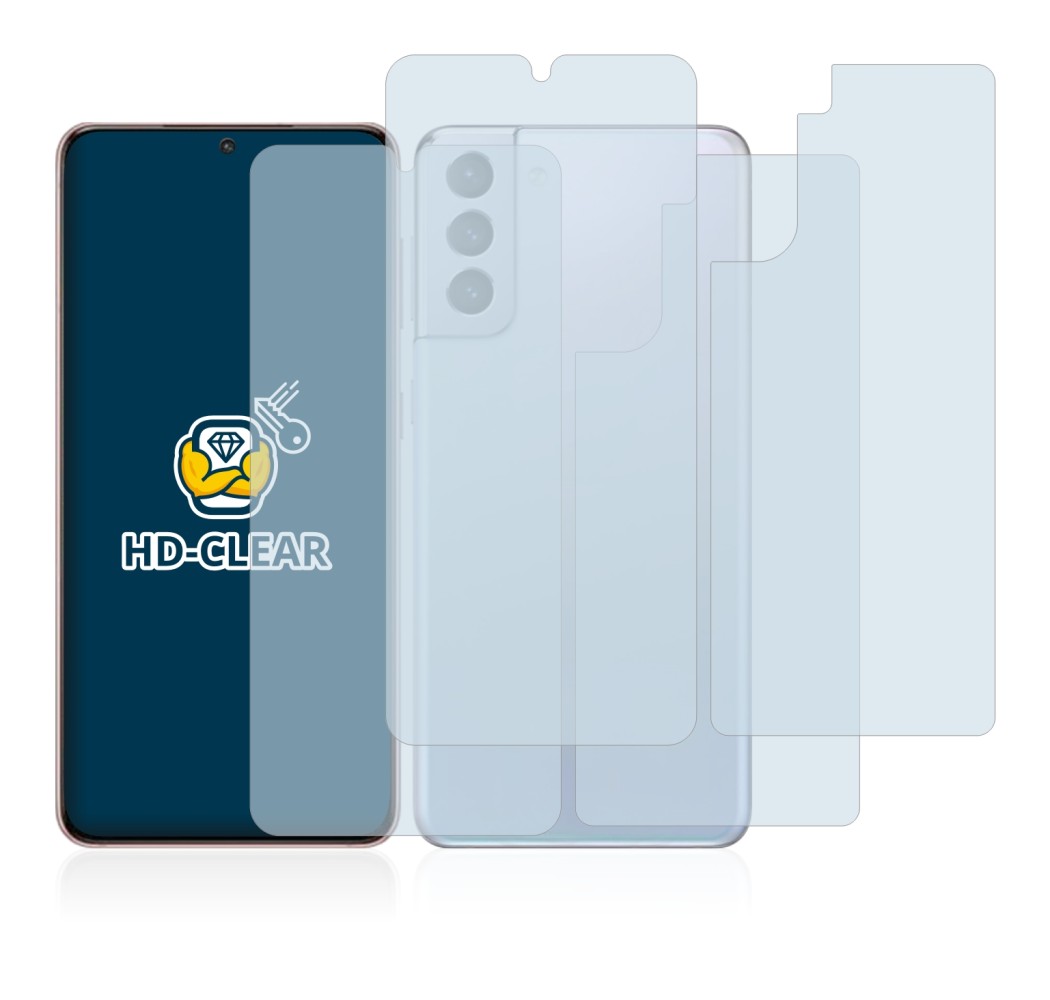 Immagine del dispositivo Samsung Galaxy S21 5G (Fronte+Retro) con un'ampia varietà di protezioni per lo schermo.