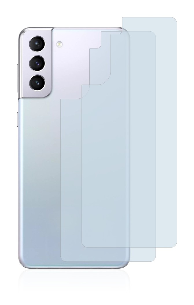 Image de l'appareil Samsung Galaxy S21 5G (Arrière) avec une grande variété de protections d'écran.