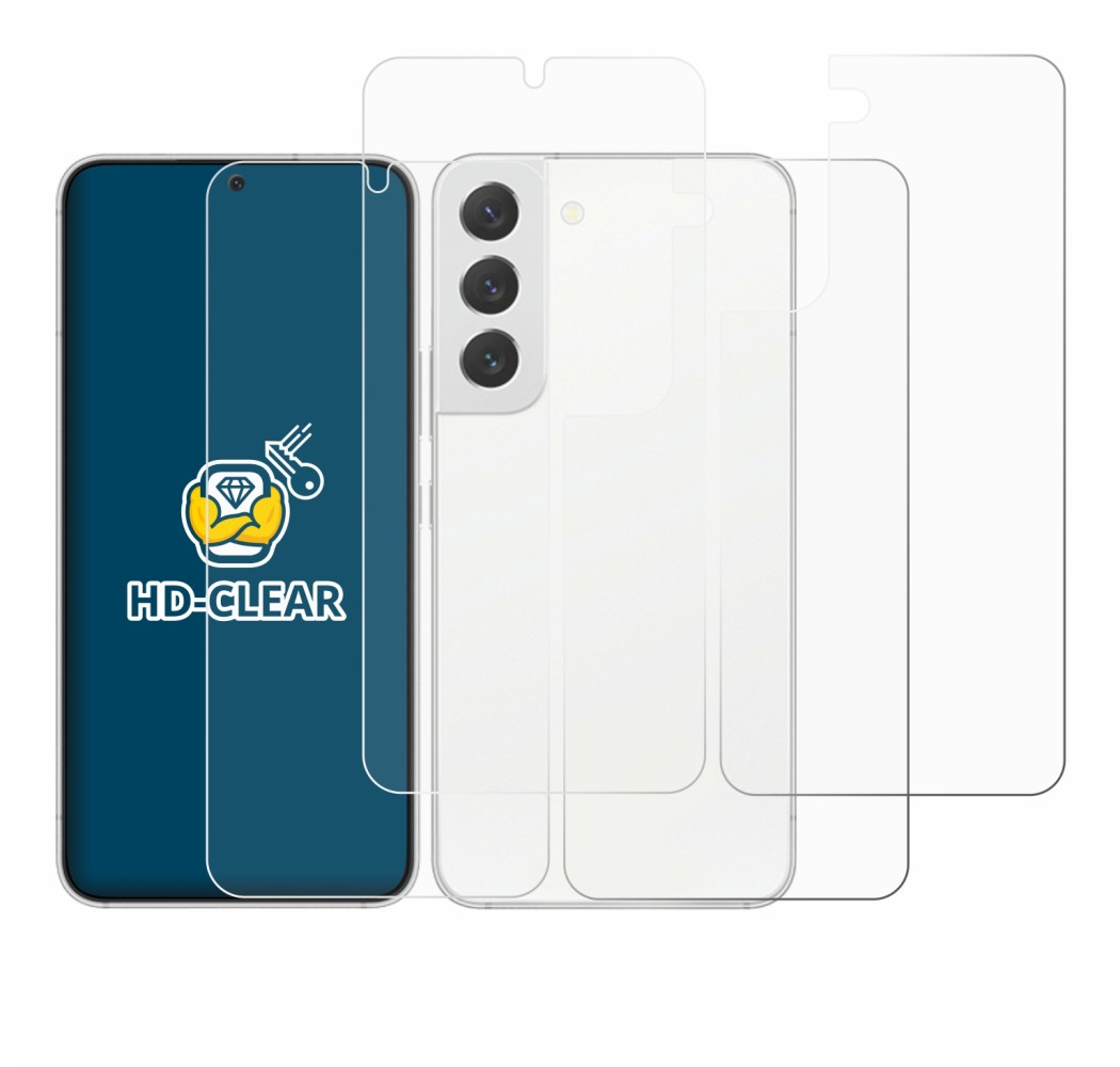 Immagine del dispositivo Samsung Galaxy S22 5G (Fronte+Retro) con un'ampia varietà di protezioni per lo schermo.