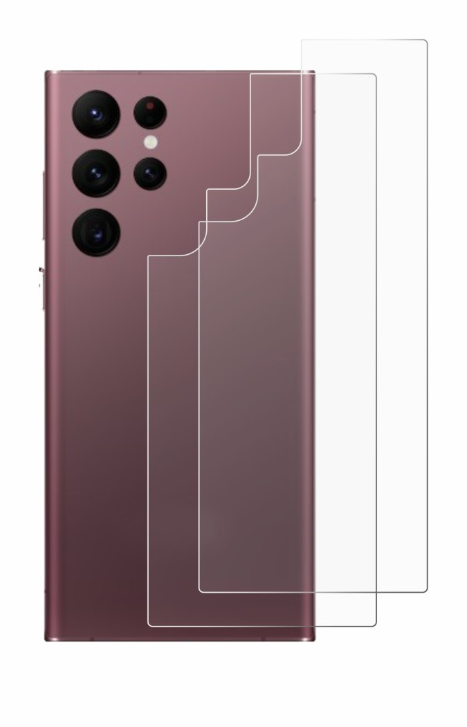 Image de l'appareil Samsung Galaxy S22 Ultra 5G (Arrière) avec une grande variété de protections d'écran.