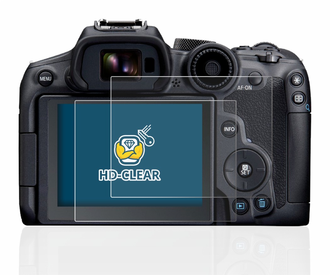 Image of the device Canon EOS R7 with a wide variety of screen protectors.