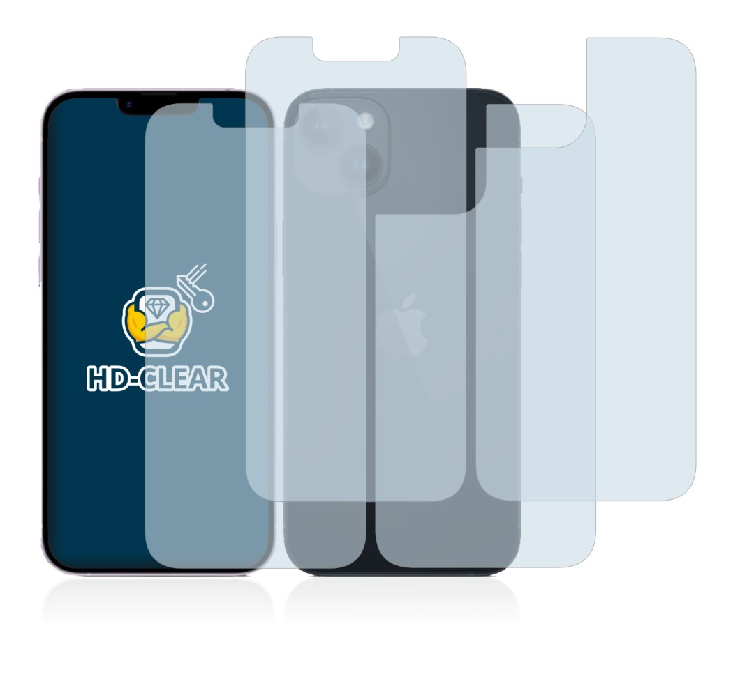Immagine del dispositivo Apple iPhone 14 (Fronte+Retro) con un'ampia varietà di protezioni per lo schermo.