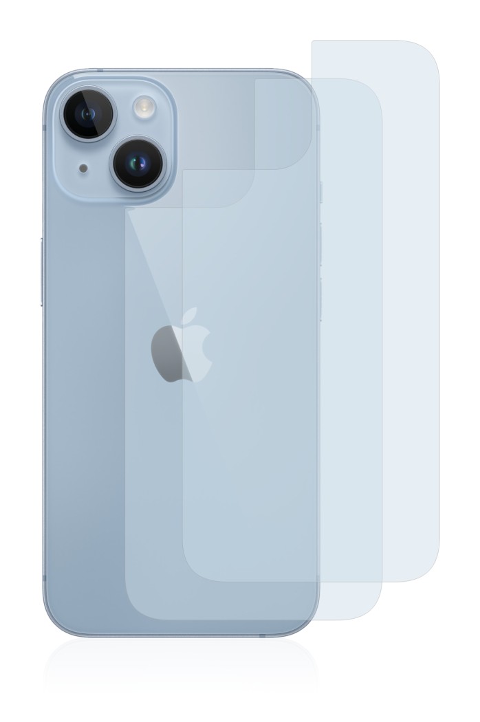 Immagine del dispositivo Apple iPhone 14 (Posteriore) con un'ampia varietà di protezioni per lo schermo.