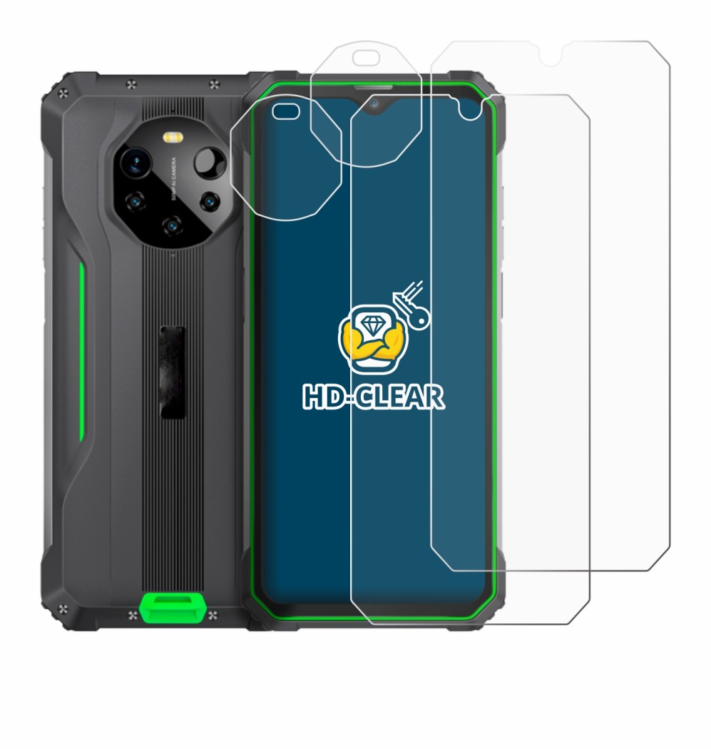 Immagine del dispositivo Blackview BL8800 5G (Fronte+Fotocamera) con un'ampia varietà di protezioni per lo schermo.