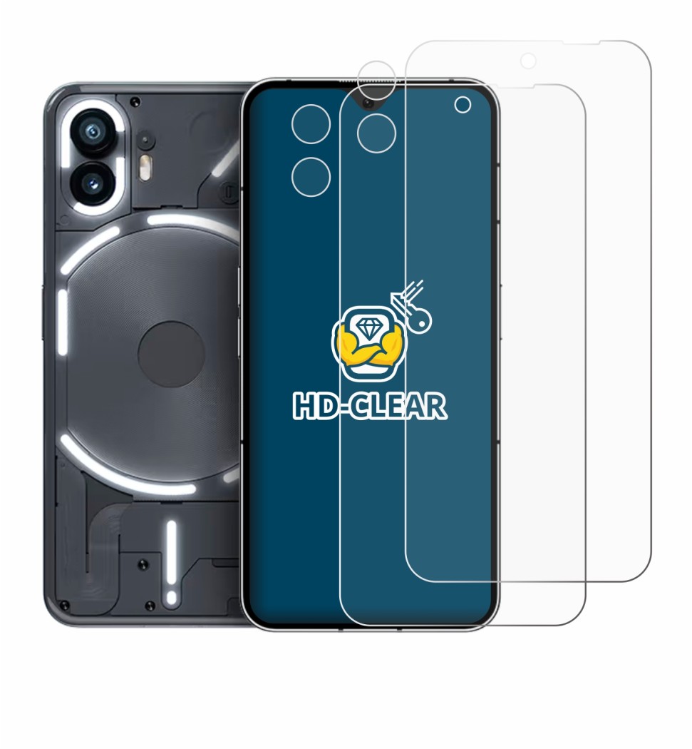 Image of the device Nothing Phone (2) (Front+Camera) with a wide variety of screen protectors.