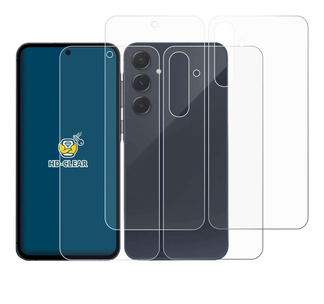 Immagine del dispositivo Samsung Galaxy A35 5G (Fronte+Retro) con un'ampia varietà di protezioni per lo schermo.