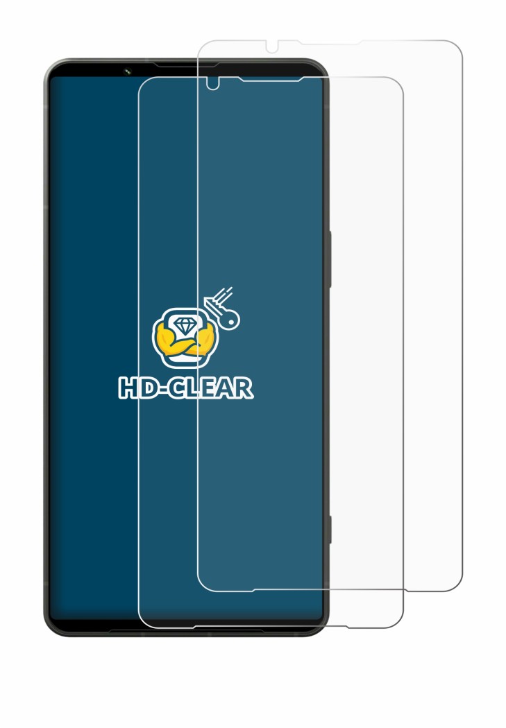 Abbildung des Geräts Sony Xperia 1 VI mit einer Vielzahl des Displayschutzes.