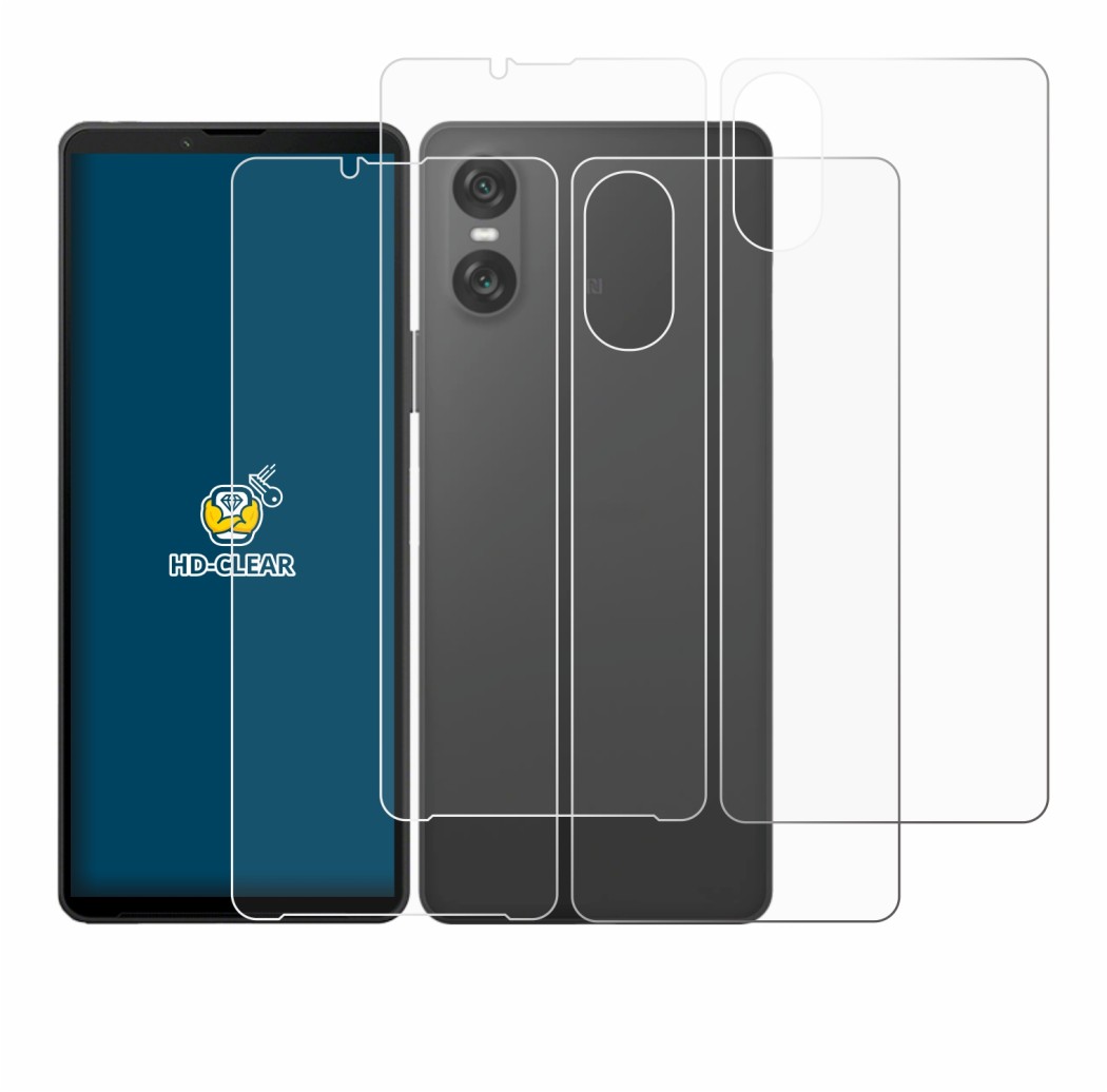 Imagen del dispositivo Sony Xperia 10 VI (Frontal+Trasero) con una amplia variedad de protectores de pantalla.