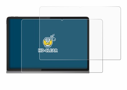 Immagine del dispositivo Lenovo Tab Plus con un'ampia varietà di protezioni per lo schermo.