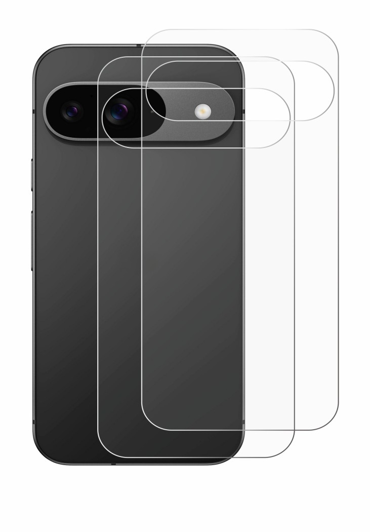 Image of the device Google Pixel 9 (Back) with a wide variety of screen protectors.