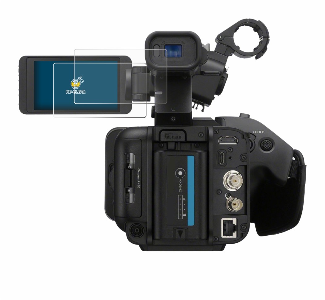 Image de l'appareil Sony PXW-Z200 avec une grande variété de protections d'écran.